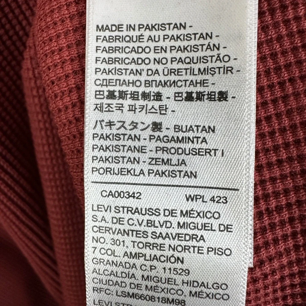 Levi's Men's XXL Thermal Shirt Burgundy Red‎ Waffle Knit Long Sleeve NEW